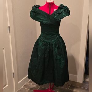 Alfred Angelo Emerald Green Midi Vintage Dress